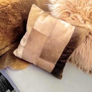 Genuine Cowhide leather patchwork throw pillow